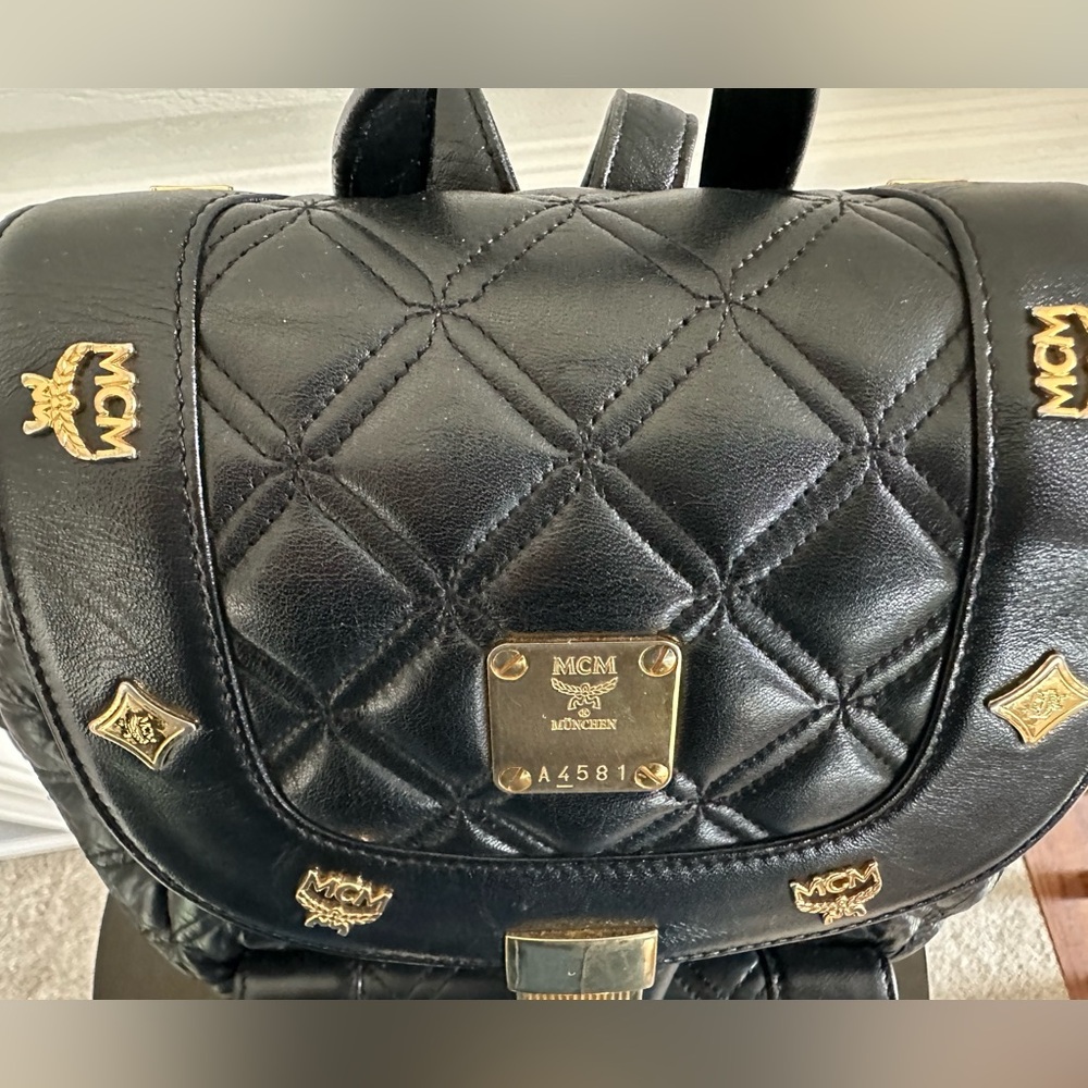 Authentic Mcm Quilted Leather Small Backpack - Bl… - image 7